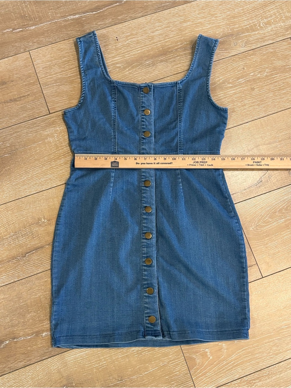 Blashe Denim Button Front Mini Dress XL Stretch Blue Jean Bodycon Sleeveless - Picture 8 of 8